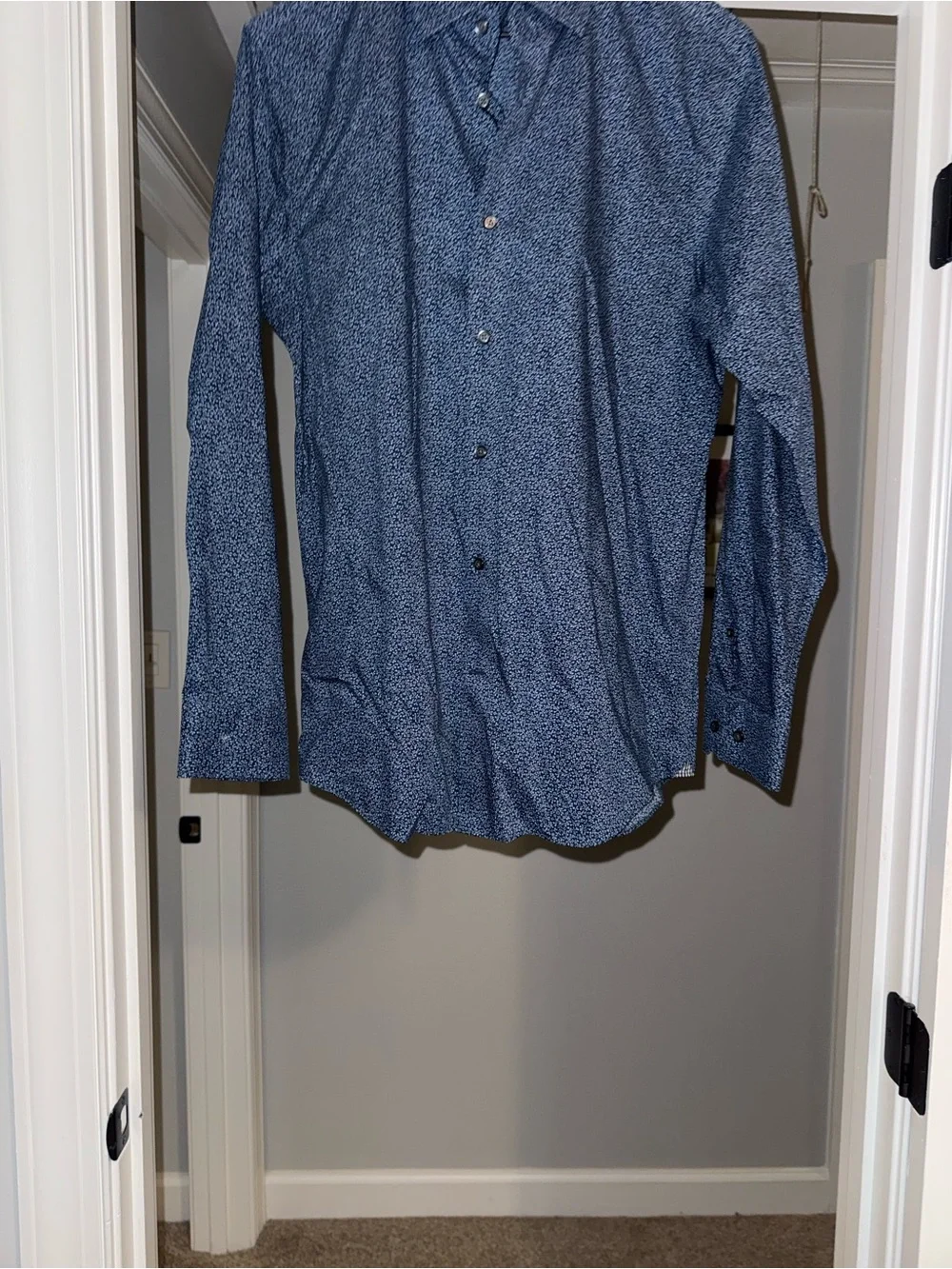 Banana Republic Navy Blue Microdot Long-Sleeve Button-Down Shirt